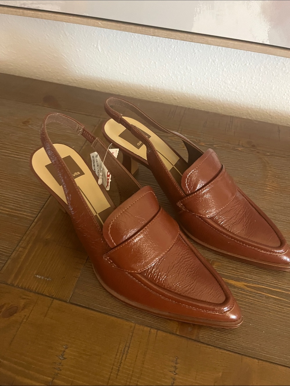 Dolce Vita Cognac Brown Pointed Toe Slingback Loafers NWT